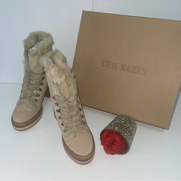 Steve Madden Sand Suede Scoops Faux Fur Platform Bootie- New Box - Duplicate - Picture 3 of 16